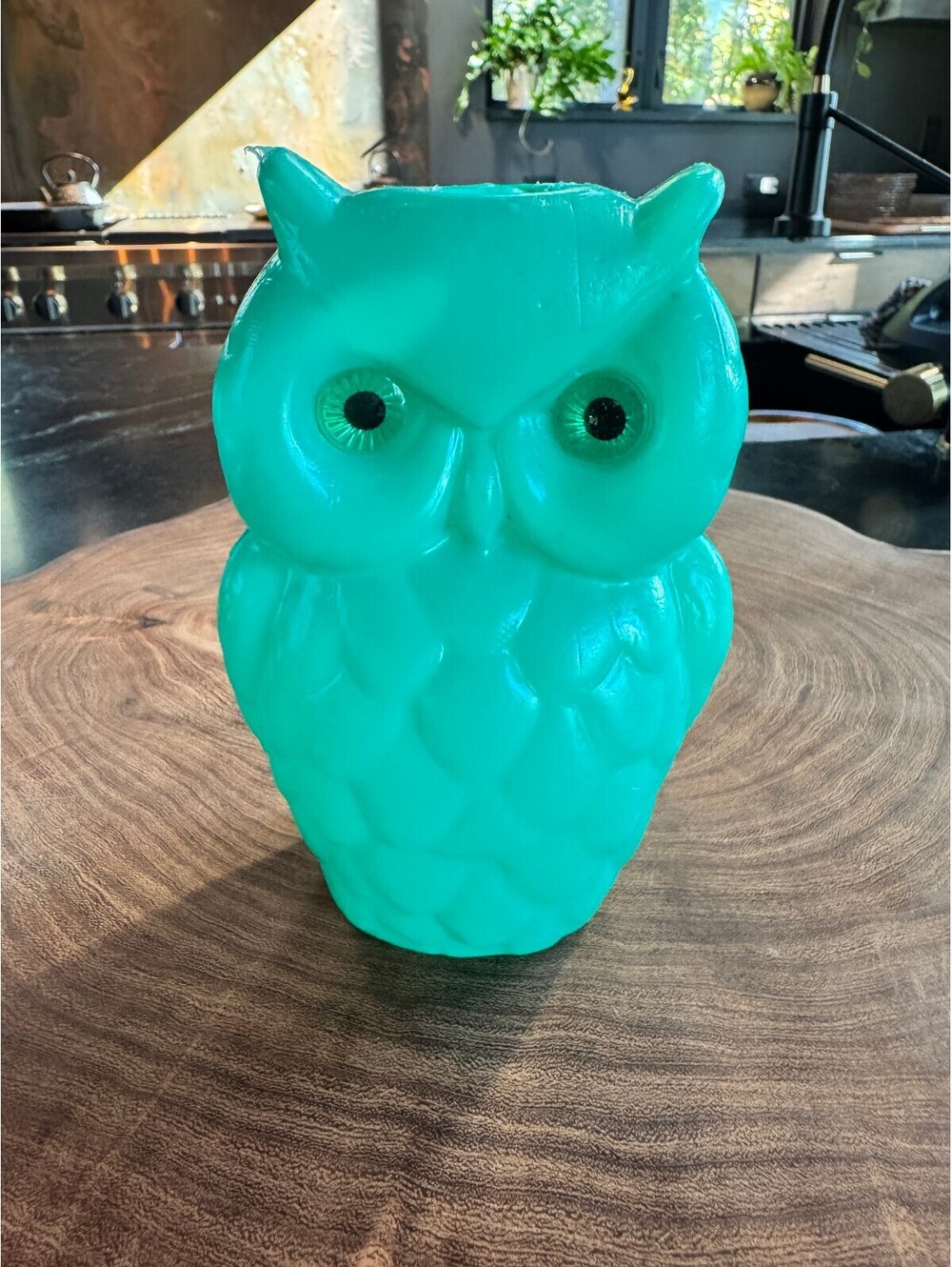 Vtg 1970s Blow Mold Owl Light Cover Replacement - turquoise color